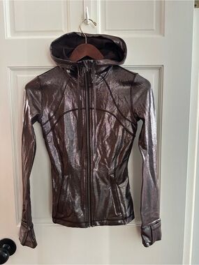 lululemon athletica Metallic Hooded Bomber Jacket — Shimmering Brown